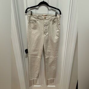 Kut from the Kloth High-Rise Cream Gold Shimmer Skinny Jeans